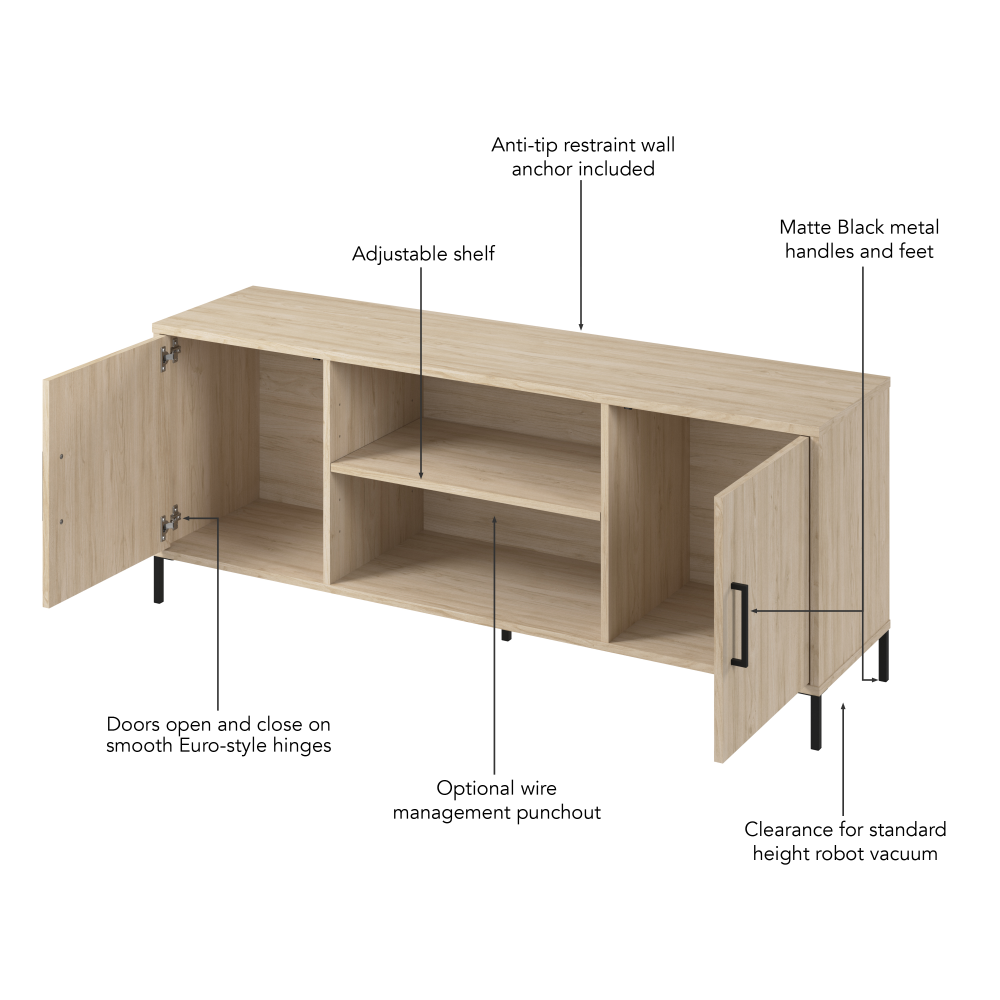 Shop Bush Furniture Soho 58W TV Stand, Image 06, SHV158NE-Z, #color_natural elm