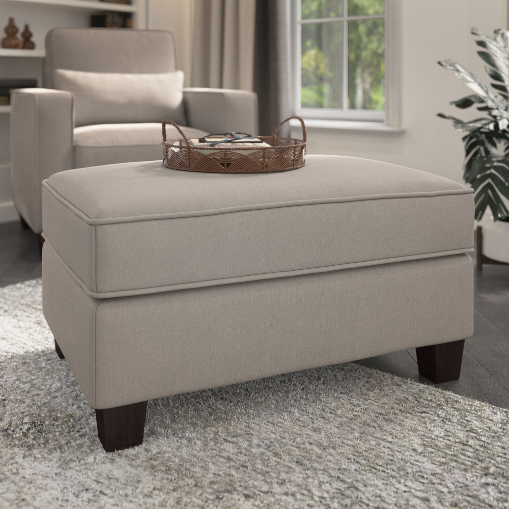 Shop Bush Furniture Stockton Storage Ottoman, Image 02, SNO34SBGH-Z, #color_beige herringbone fabric