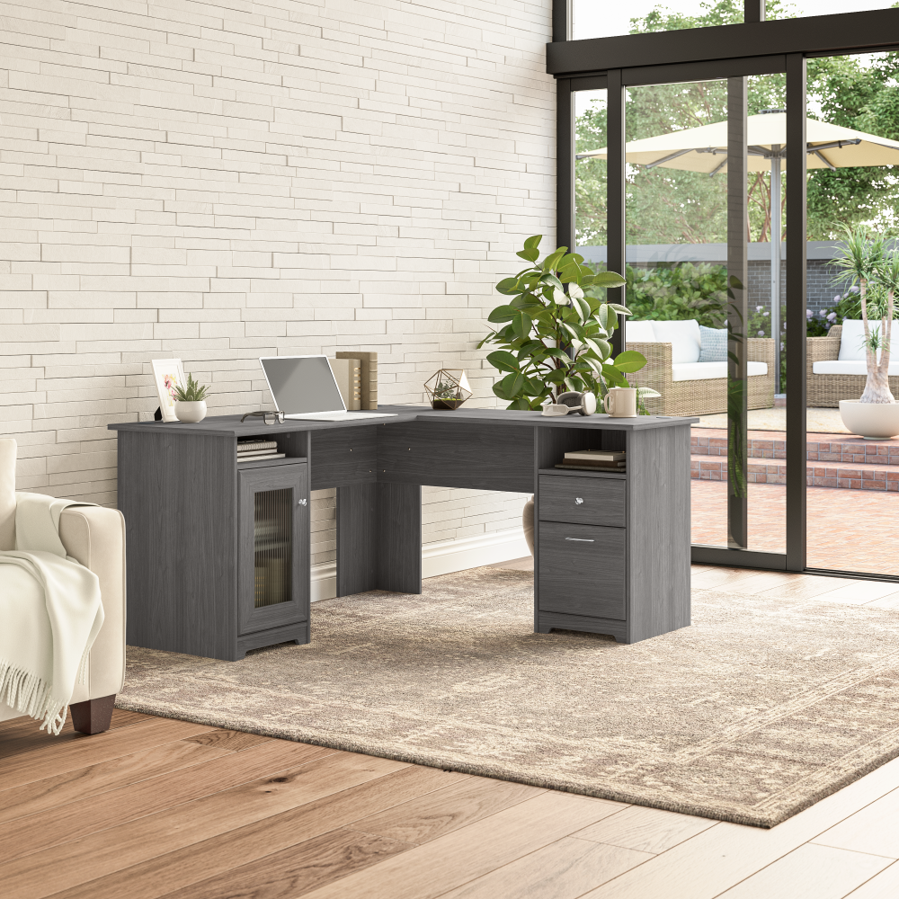 Shop Bush Furniture Cabot 60W L Shaped Computer Desk with Storage, Image 02, WC31330K, #color_modern gray
