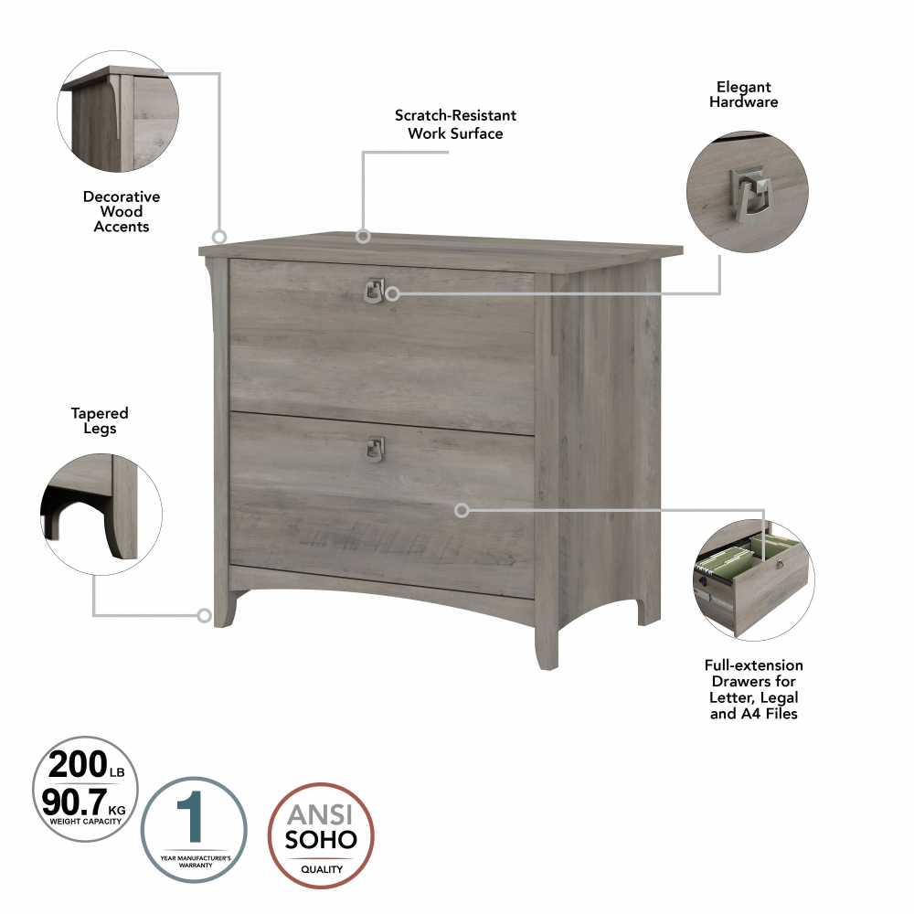 Shop Bush Furniture Salinas 2 Drawer Lateral File Cabinet, Image 08, SAF132DG-03, #color_driftwood gray