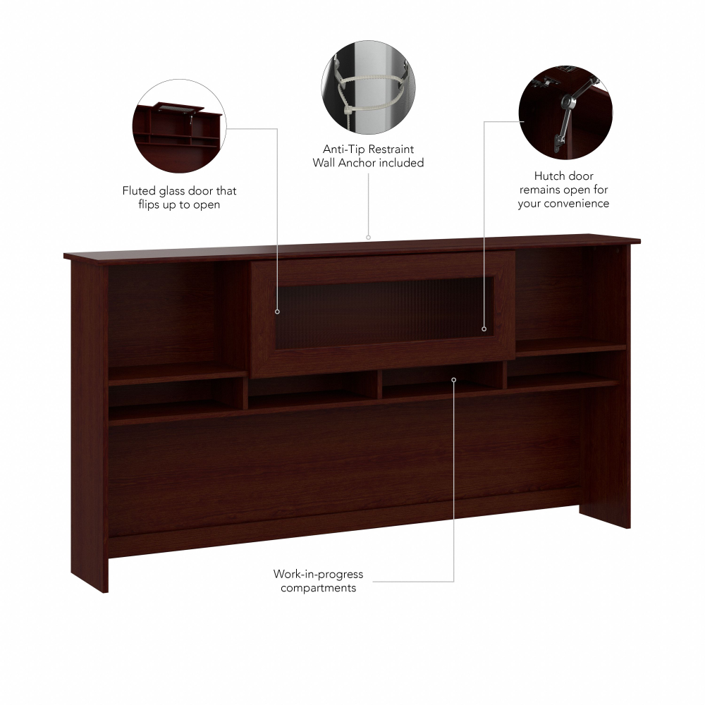 Shop Bush Furniture Cabot Hutch for 72W Computer Desk, Image 07, WC31473-03, #color_harvest cherry