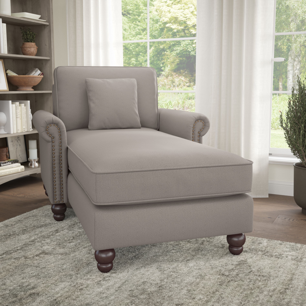Shop Bush Furniture Coventry Chaise Lounge with Arms, Image 02, CVM41BBGH-03K, #color_beige herringbone fabric