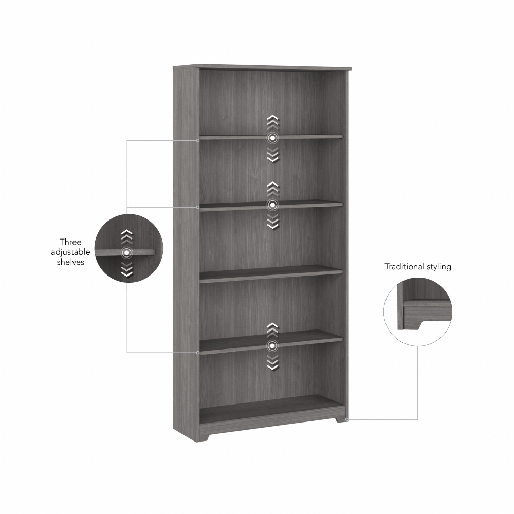 Shop Bush Furniture Cabot Tall 5 Shelf Bookcase, Image 06, WC31366, #color_modern gray