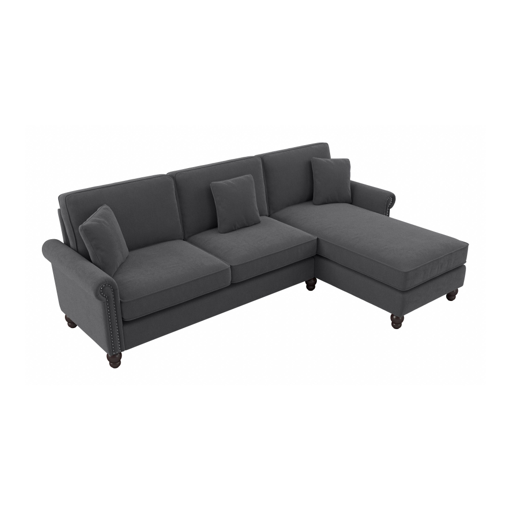 Shop Bush Furniture Coventry 102W Sectional Couch with Reversible Chaise Lounge, Image 01, CVY102BCGH-03K, #color_charcoal gray herringbone fabr