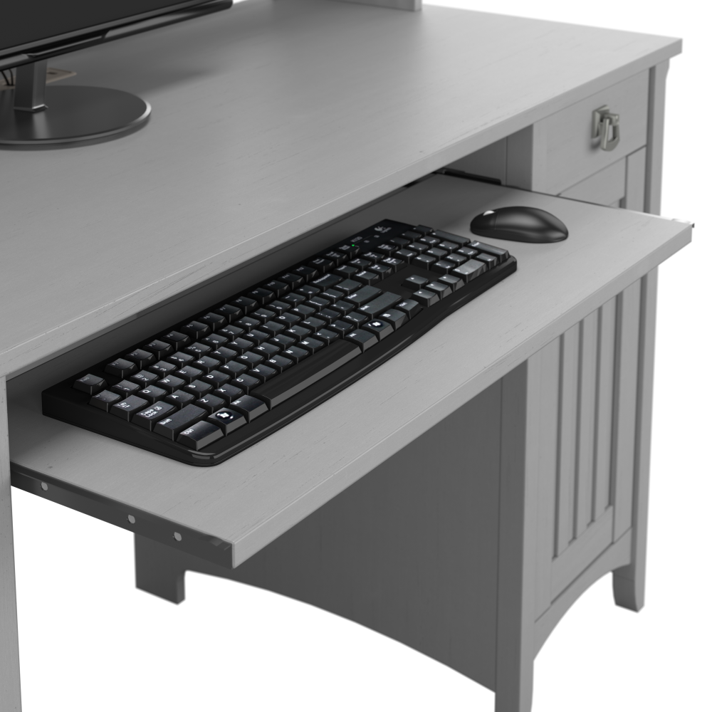 Shop Bush Furniture Salinas 48W Computer Desk with Hutch and Mid Back Tufted Office Chair, Image 03, SAL012CG, #color_cape cod gray