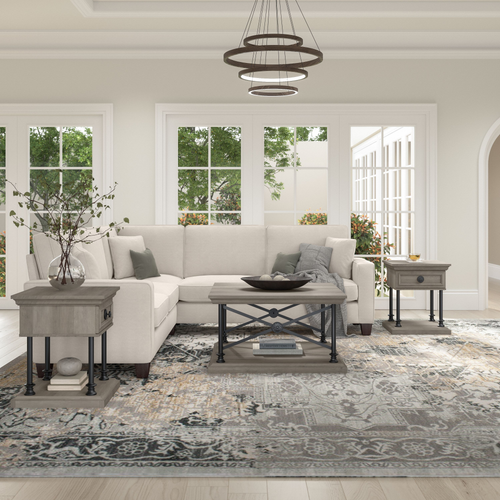 Shop Bush Furniture Coliseum Square Coffee Table with Designer End Tables, Image 02, CSM006DG, #color_driftwood gray