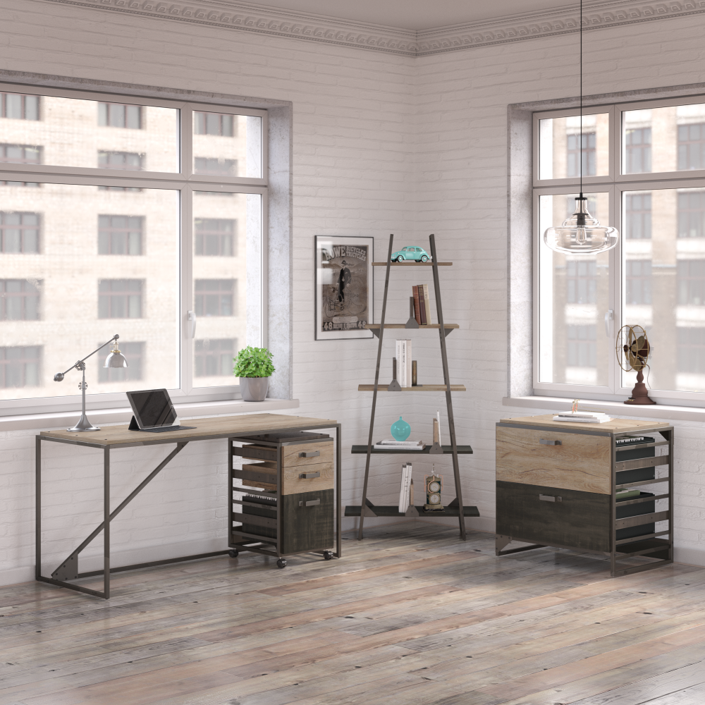 Shop Bush Furniture Refinery 62W Industrial Desk, Image 03, RFD162RG-03, #color_rustic gray