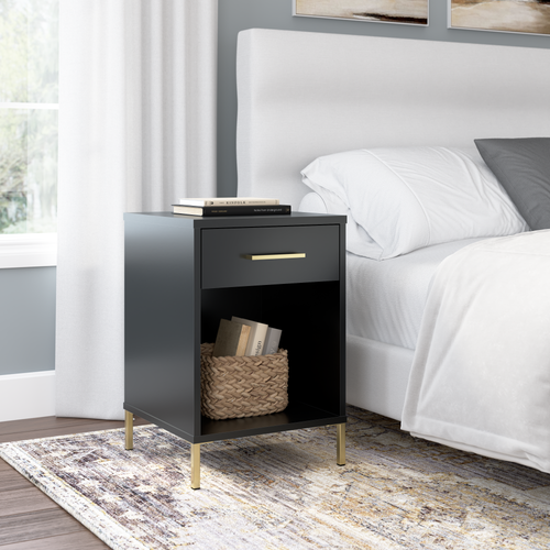 Shop Bush Furniture Soho Nightstand, Image 02, SHT116BL-Z1, #color_black stipple