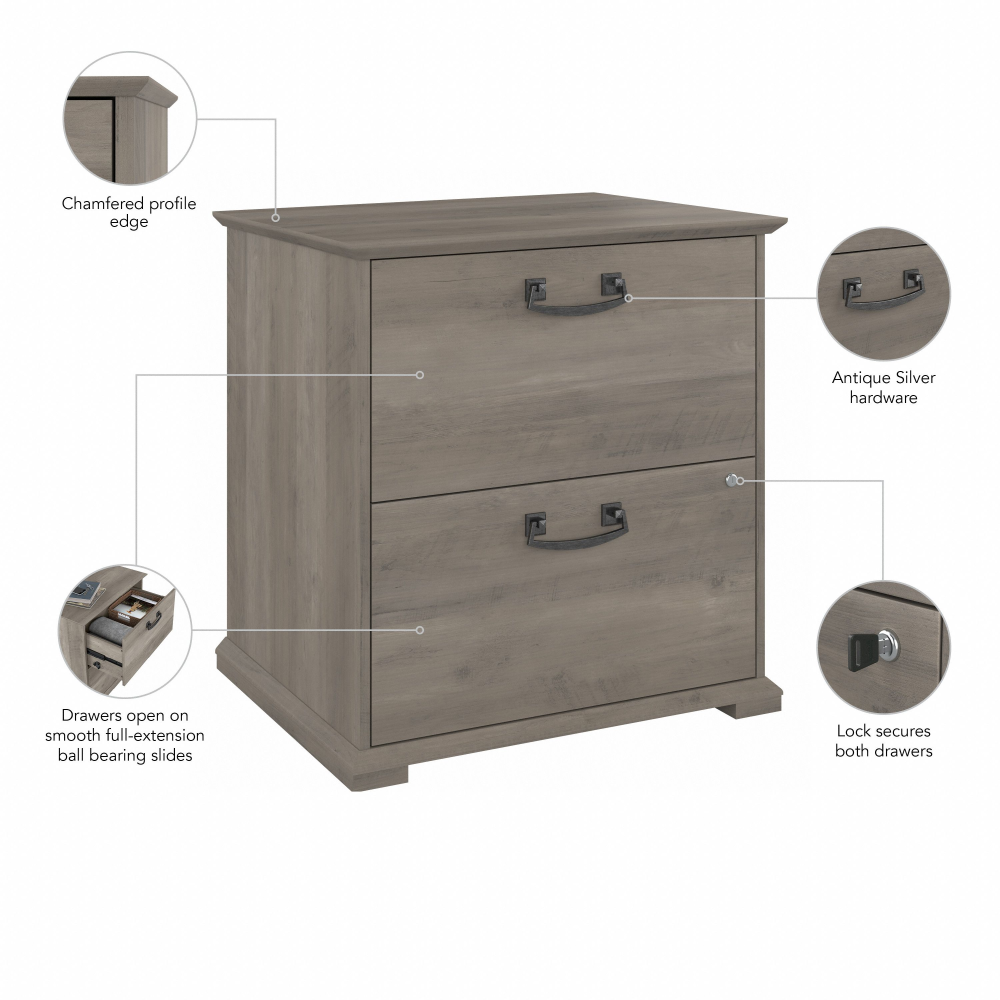 Shop Bush Furniture Homestead Farmhouse 2 Drawer Accent Cabinet, Image 08, HOF129DG-Z, #color_driftwood gray