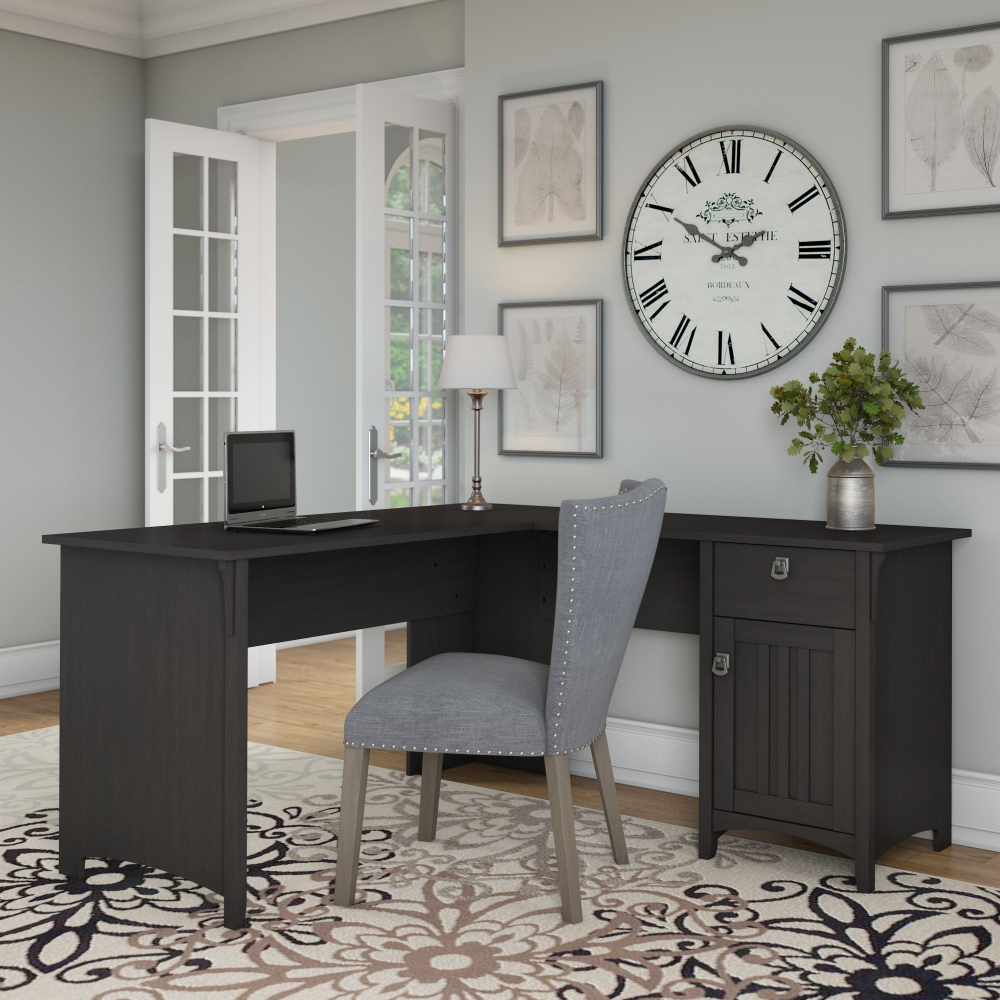 Shop Bush Furniture Salinas 60W L Shaped Desk with Storage, Image 02, SAD160VB-03, #color_vintage black