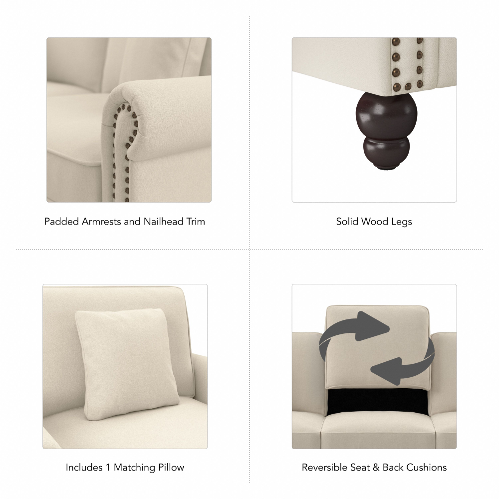 Shop Bush Furniture Coventry Chaise Lounge with Arms, Image 08, CVM41BCRH-03K, #color_cream herringbone fabric