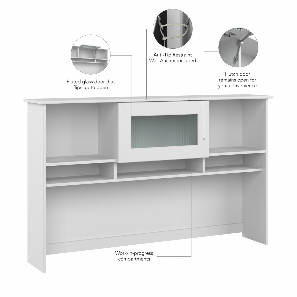 Shop Bush Furniture Cabot 60W Desk Hutch, Image 08, WC31931, #color_white