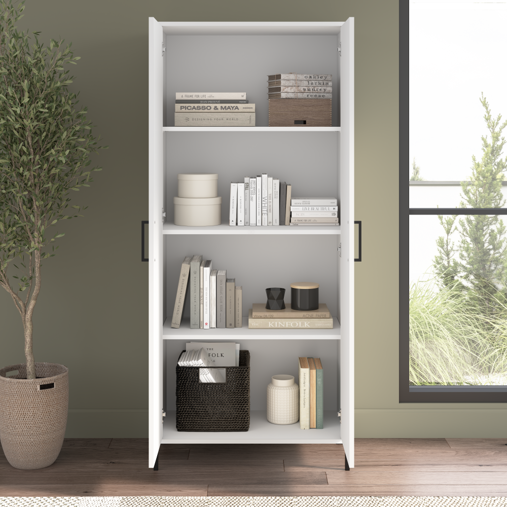 Shop Bush Furniture Soho Tall Storage Cabinet with Doors, Image 03, SHS129WH-Z, #color_white