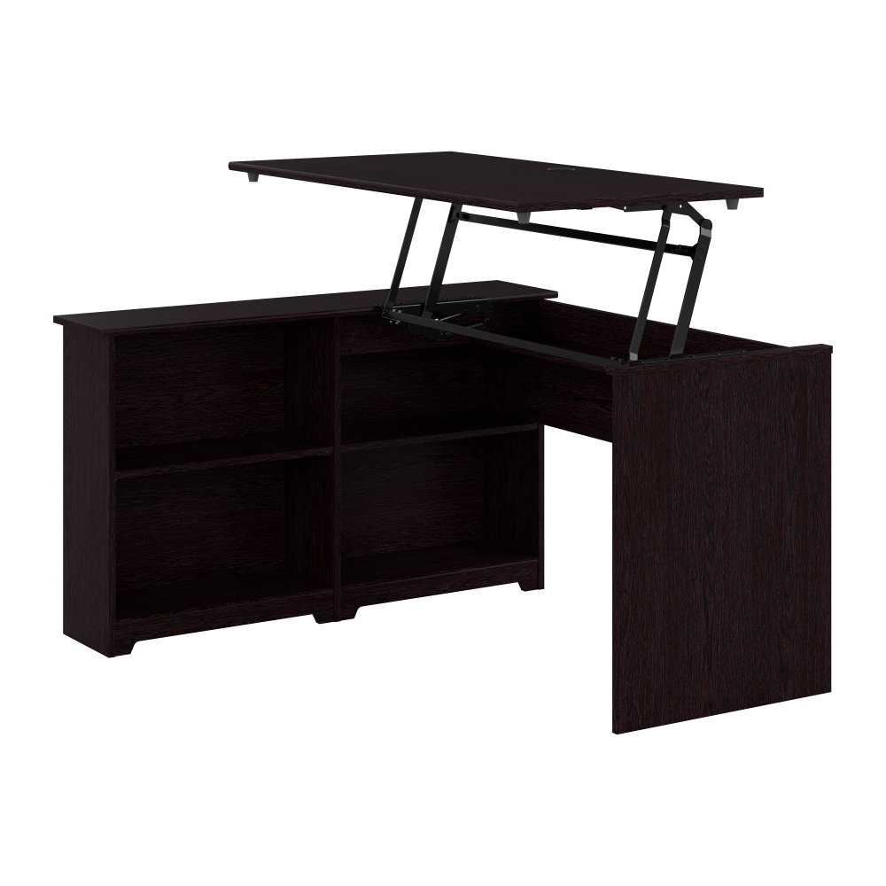 Shop Bush Furniture Cabot 52W 3 Position Sit to Stand Corner Desk with Shelves, Image 01, WC31816, #color_espresso oak