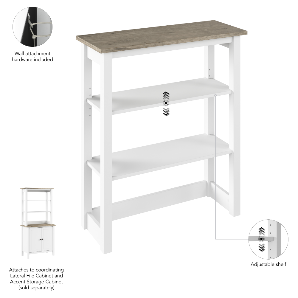Shop Bush Furniture Mayfield Tall Hutch Organizer, Image 05, MAH131GW2-03, #color_shiplap gray/pure white