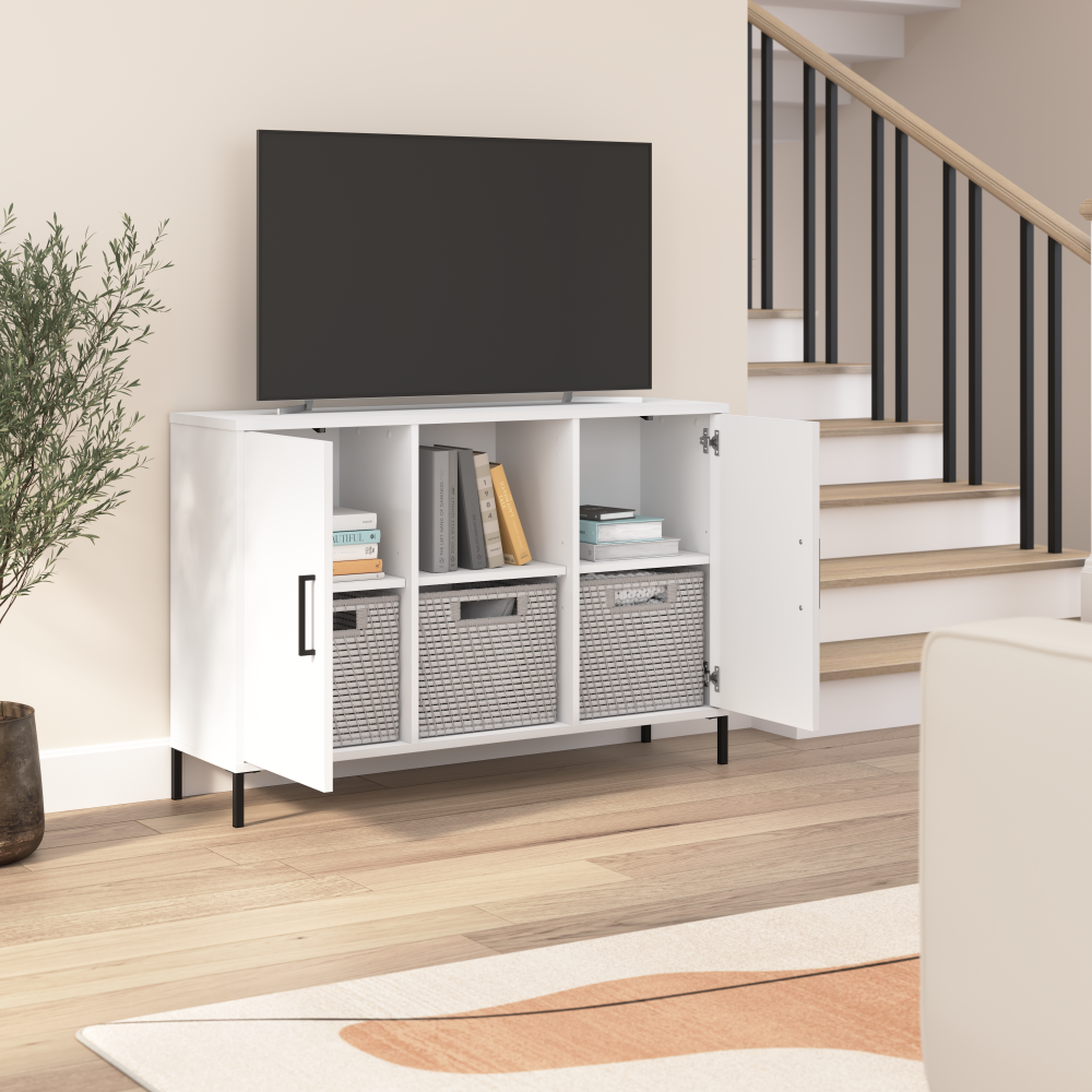 Shop Bush Furniture Essence 43W TV Stand, Image 04, ESS143WH-Z, #color_white