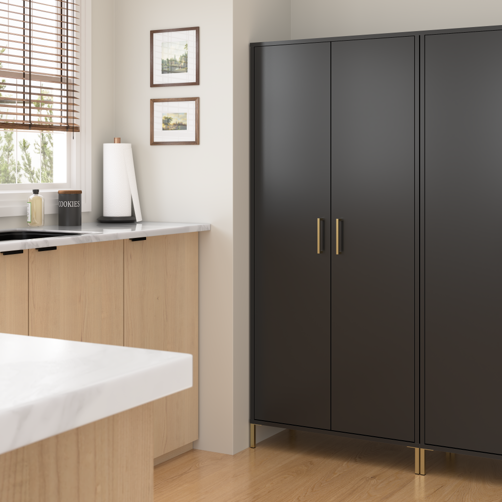 Shop Bush Furniture Soho Kitchen Pantry Cabinet, Image 02, SHS129BL-Z1, #color_black stipple