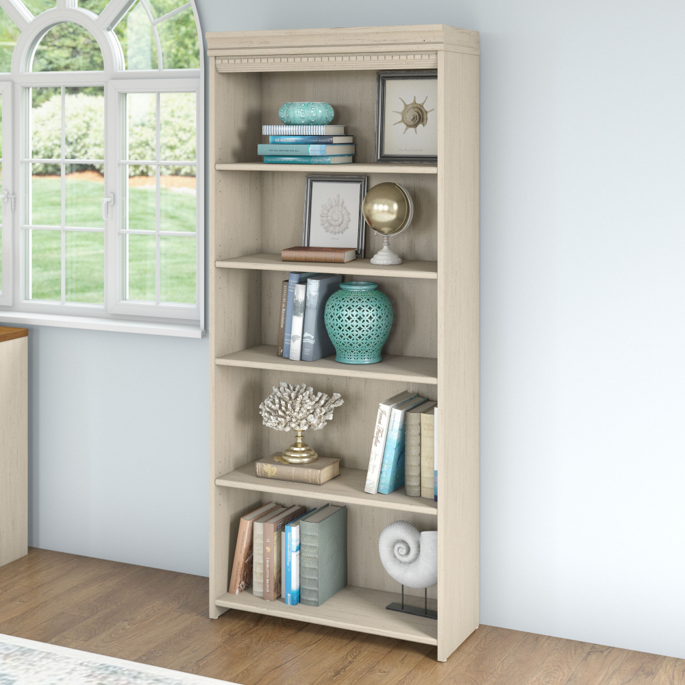 Shop Bush Furniture Fairview Tall 5 Shelf Bookcase, Image 02, WC53265-03, #color_antique white