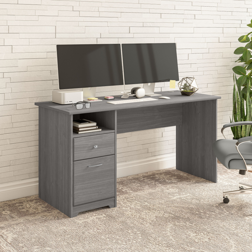 Shop Bush Furniture Cabot 60W Computer Desk with Drawers, Image 02, WC31360, #color_modern gray