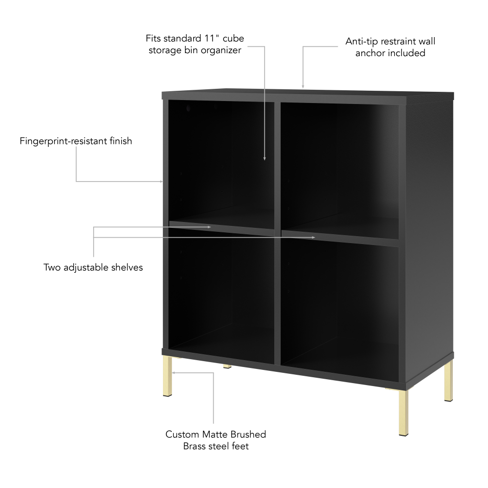 Shop Bush Furniture Soho 4 Cube Organizer, Image 05, SHB125BL-Z, #color_black stipple