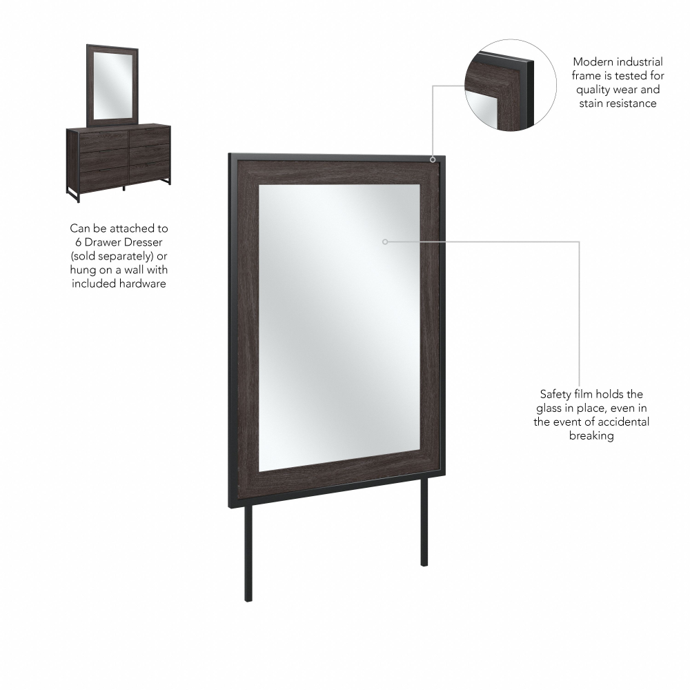 Shop Bush Furniture Atria Bedroom Mirror, Image 06, ARA130CR, #color_charcoal gray