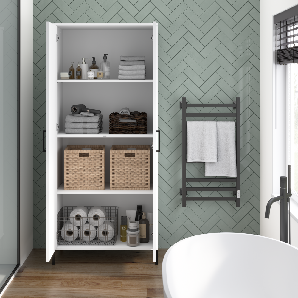 Shop Bush Furniture Essence Bathroom Storage Cabinet, Image 04, ESS129WH-Z1, #color_white