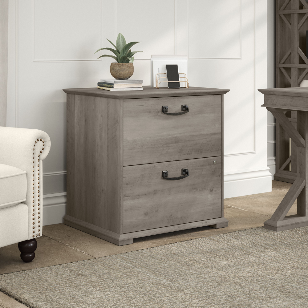 Shop Bush Furniture Homestead Farmhouse Lateral File Cabinet, Image 02, HOF129DG-03, #color_driftwood gray