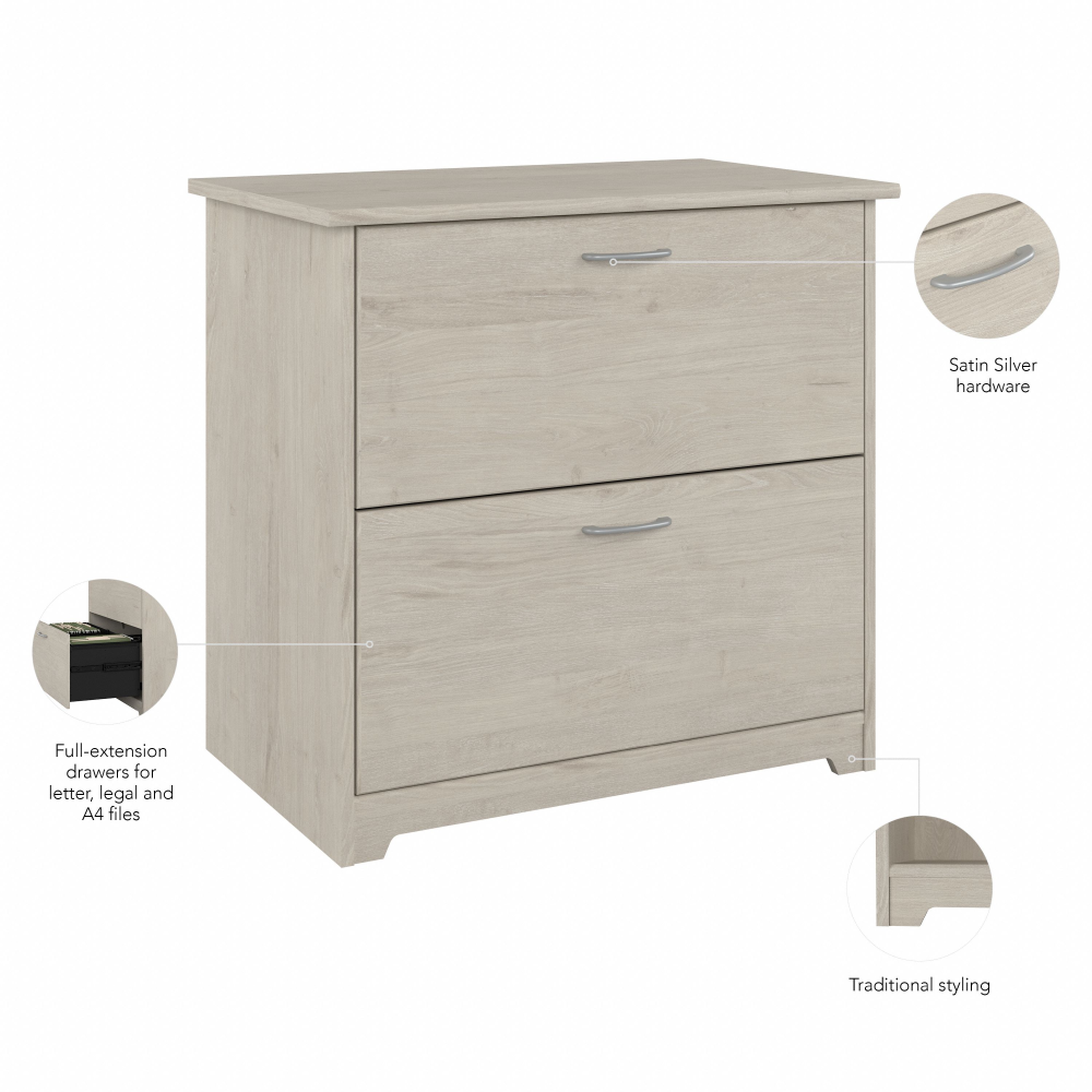 Shop Bush Furniture Cabot 2 Drawer Lateral File Cabinet, Image 08, WC31180, #color_linen white oak