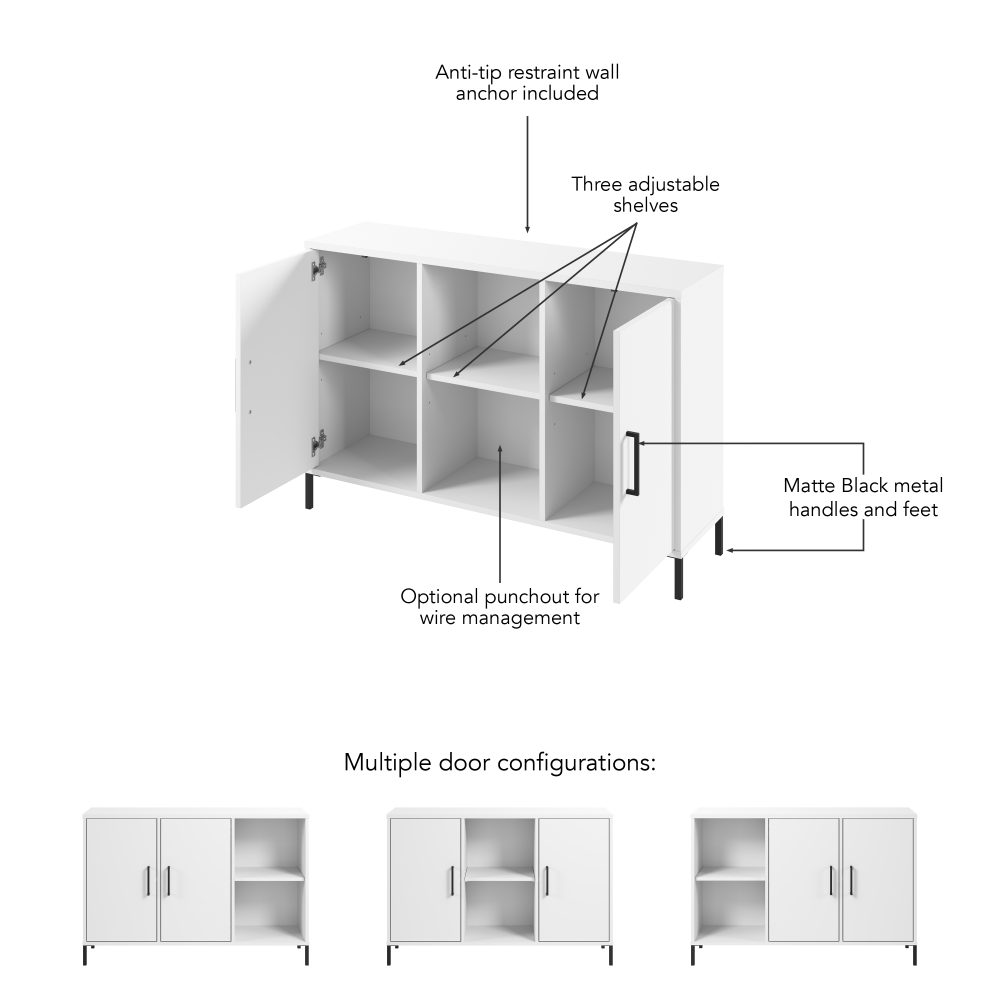 Shop Bush Furniture Soho Accent Cabinet with Doors, Image 07, SHS143WH-Z, #color_white