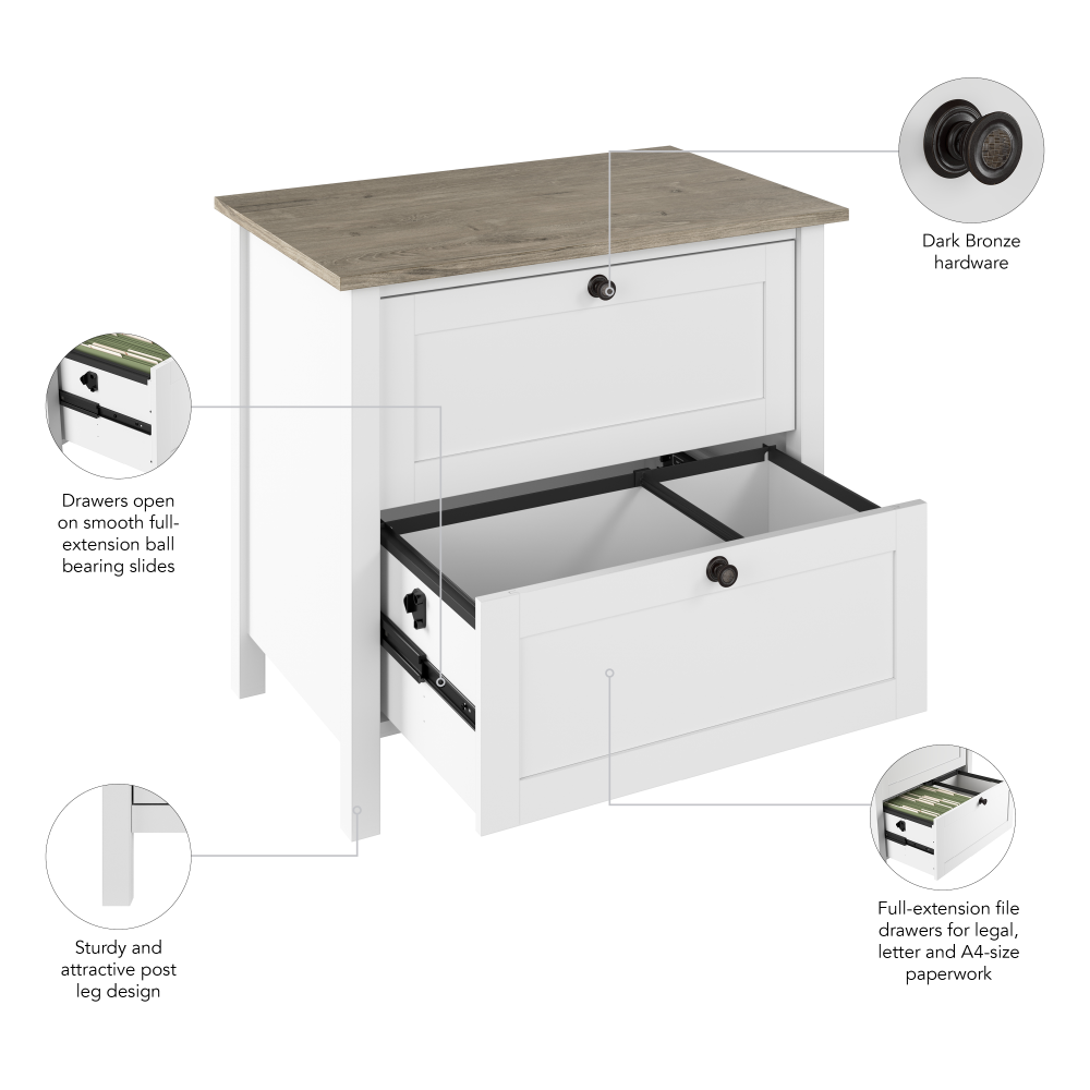 Shop Bush Furniture Mayfield 2 Drawer Lateral File Cabinet, Image 07, MAF131GW2-03, #color_shiplap gray/pure white