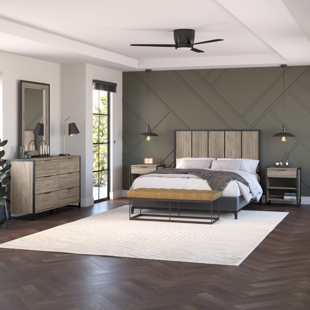 Shop Bush Furniture Atria Full/Queen Size Headboard, Image 04, ARQ165MH, #color_modern hickory