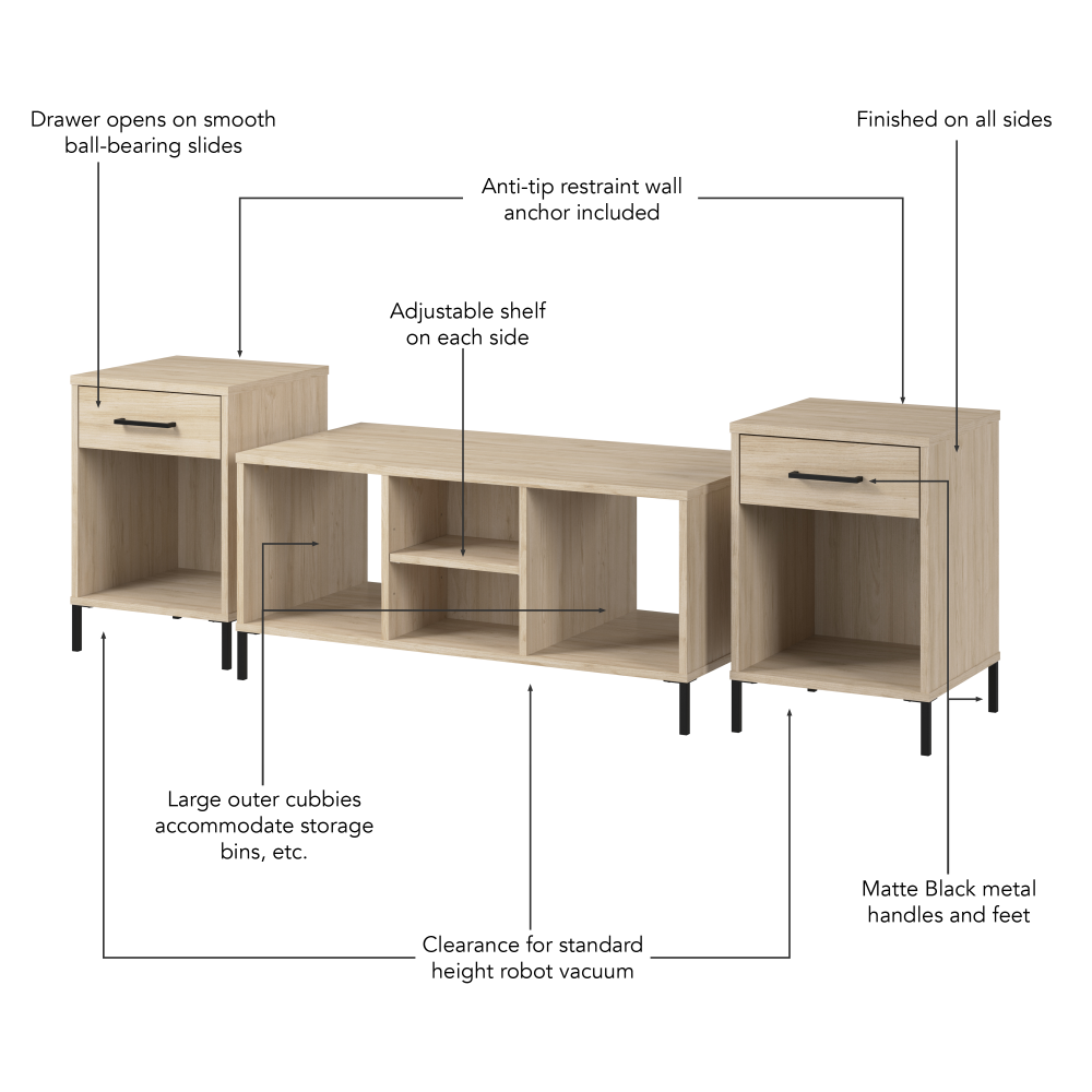 Shop Bush Furniture Soho Coffee Table with End Tables, Image 06, SHH004NE, #color_natural elm
