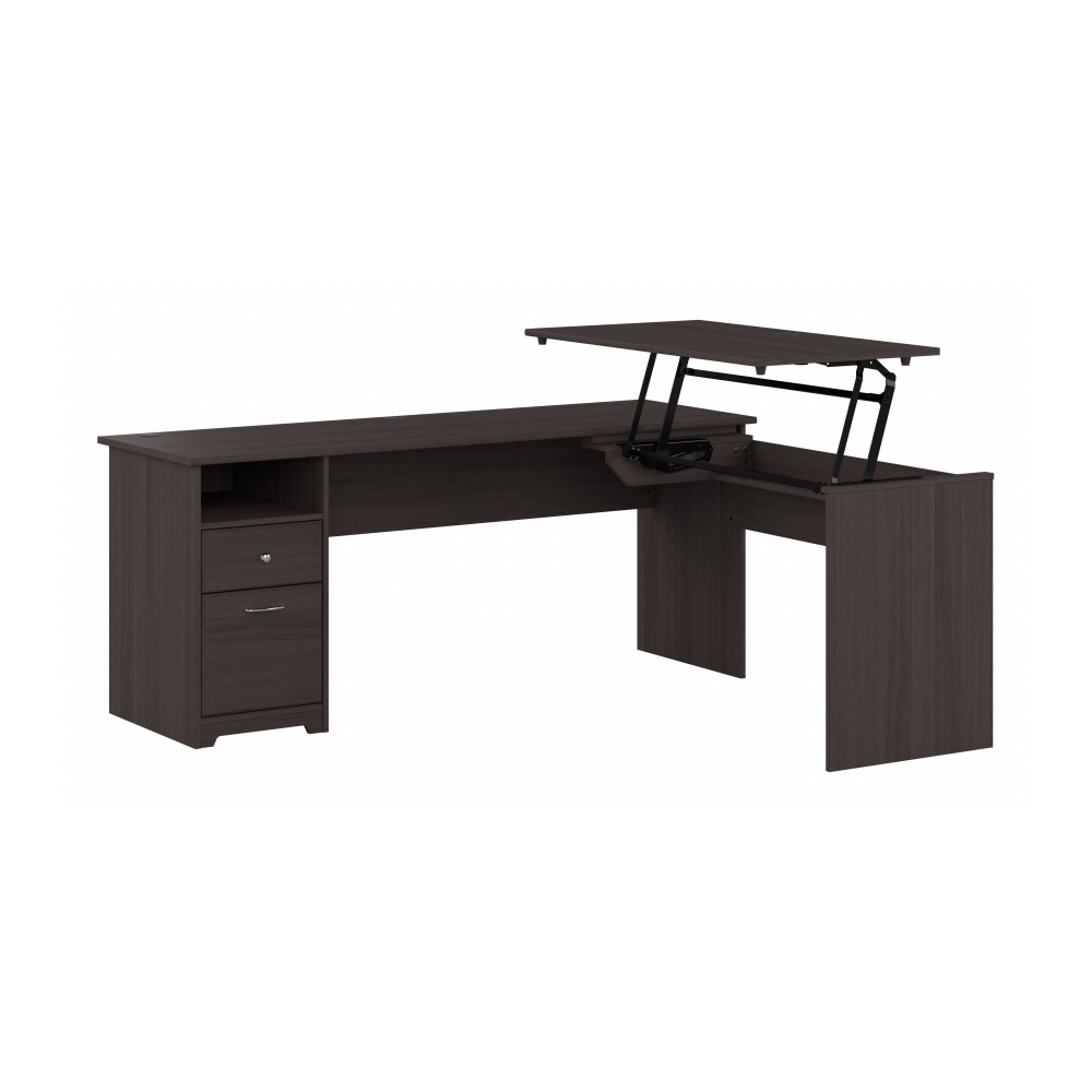 Shop Bush Furniture Cabot 72W 3 Position Sit to Stand L Shaped Desk, Image 01, CAB050HRG, #color_heather gray