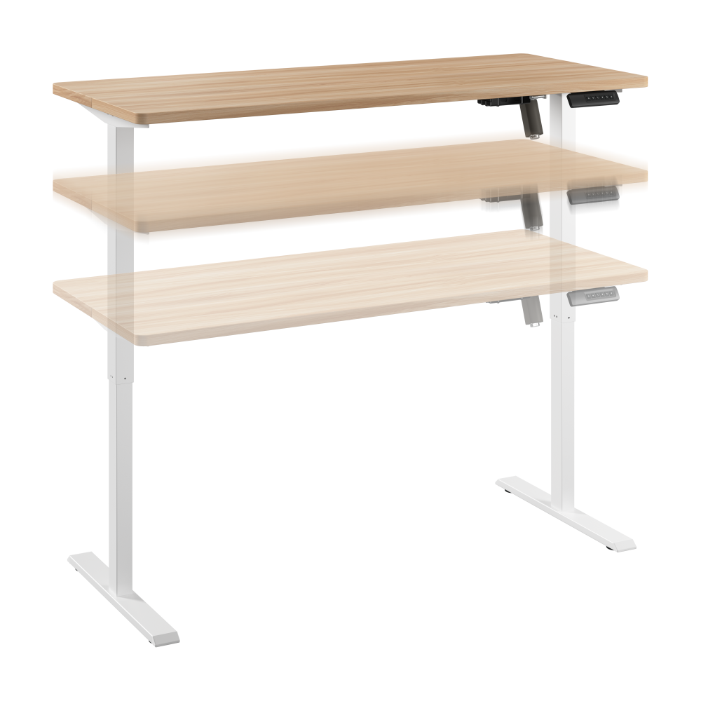 Shop Bush Furniture Energize 55W x 24D Electric Height Adjustable Standing Desk, Image 01, EZ155MAW-03, #color_maple/white frame