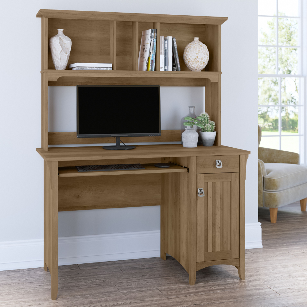 Shop Bush Furniture Salinas Small Computer Desk with Hutch, Image 02, MY72408-03, #color_reclaimed pine