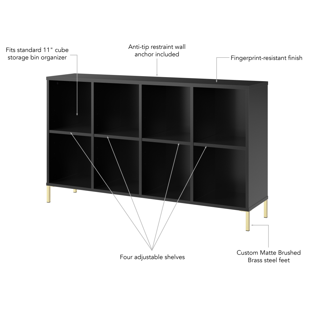 Shop Bush Furniture Soho 8 Cube Organizer, Image 05, SHB150BL-Z, #color_black stipple