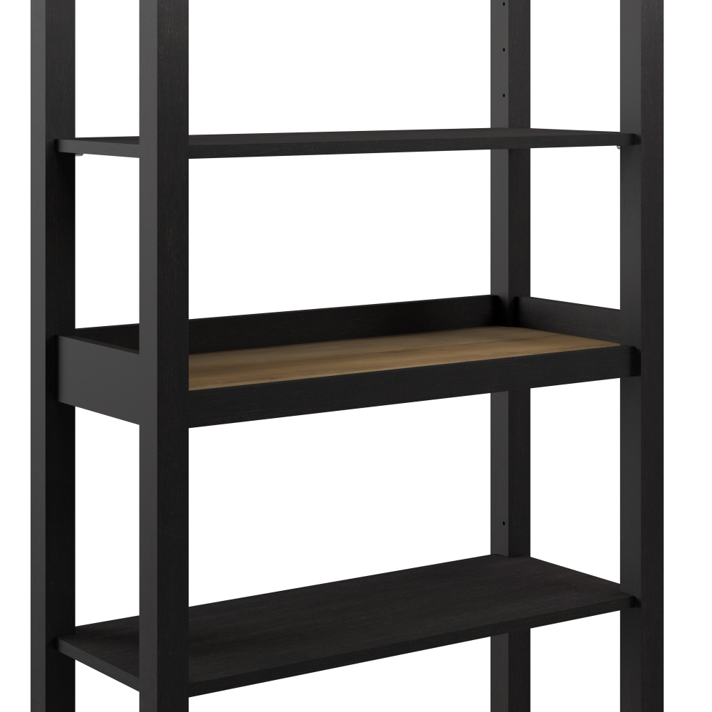 Shop Bush Furniture Mayfield Tall 5 Shelf Bookcase, Image 04, MAB132V2P-03, #color_vintage black/reclaimed pine