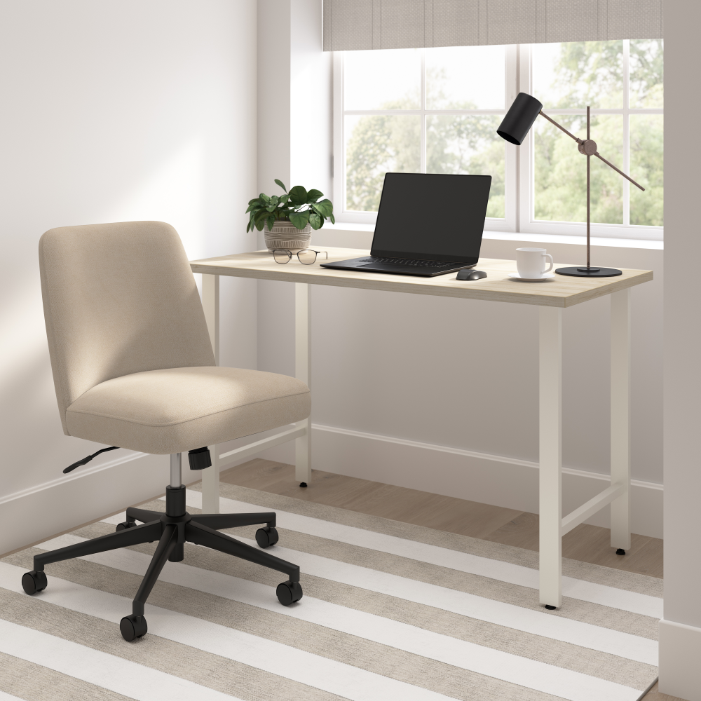 Shop Bush Furniture Serenity Mid Back Armless Office Chair with Wheels, Image 04, CH4101SBF-03, #color_soft beige fabric