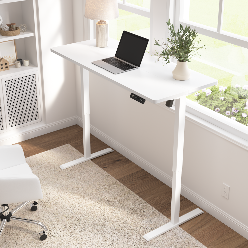 モダン ホワイトデスク Bush Home Energize 55W x 24D Electric Height Adjustable Standing Desk