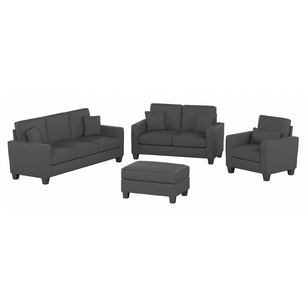 Shop Bush Furniture Stockton 85W Sofa with Loveseat, Accent Chair, and Ottoman, Image 01, SKT020CGH, #color_charcoal gray herringbone fabr