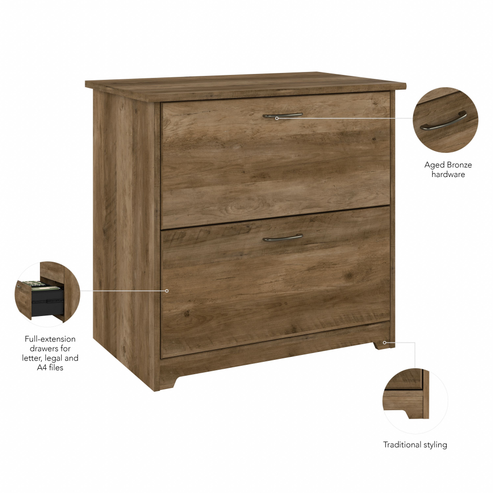 Shop Bush Furniture Cabot 2 Drawer Lateral File Cabinet, Image 08, WC31580, #color_reclaimed pine