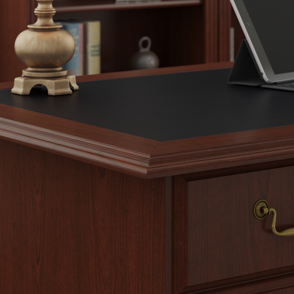 Shop Bush Furniture Saratoga Executive Desk with Drawers, Image 07, EX45666-03K, #color_harvest cherry/black