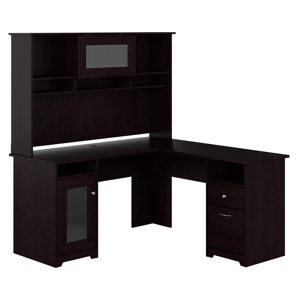 Shop Bush Furniture Cabot 60W L Shaped Computer Desk with Hutch and Storage, Image 01, CAB001EPO, #color_espresso oak