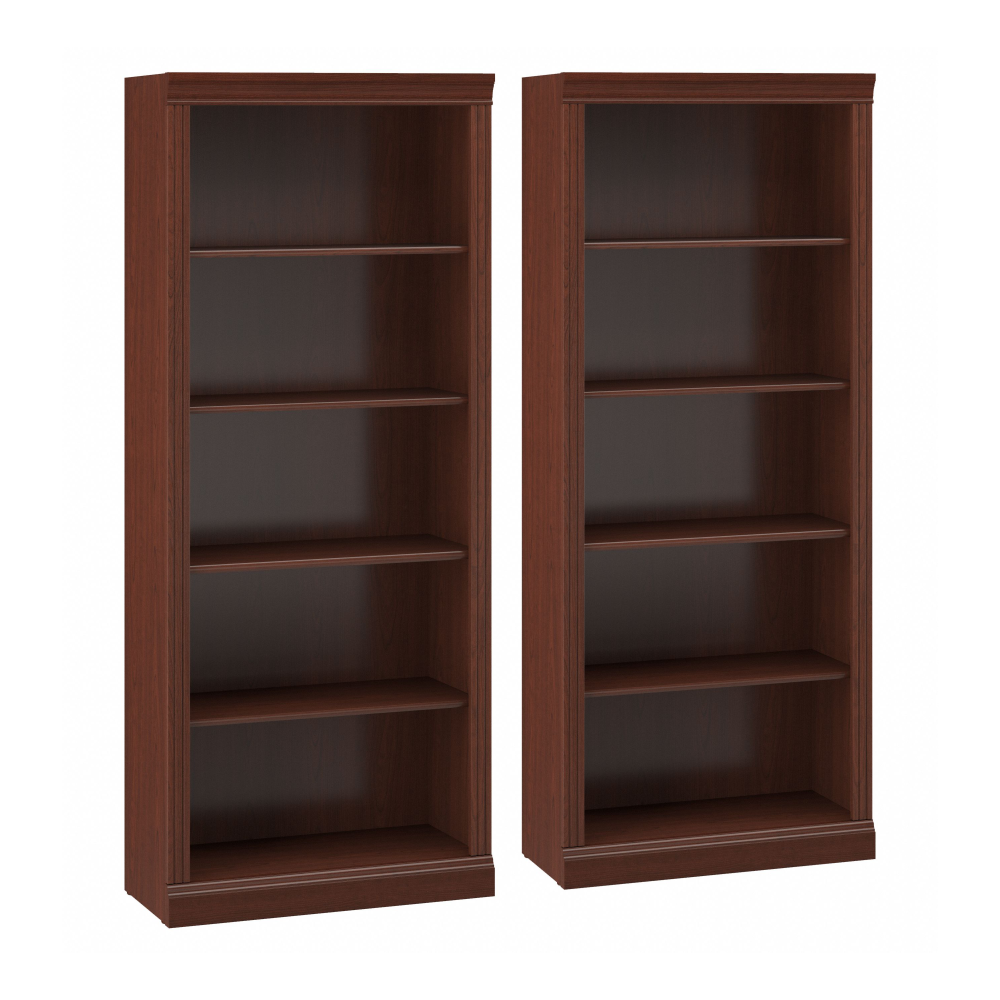 Shop Bush Furniture Saratoga Tall 5 Shelf Bookcase - Set of 2, Image 01, SAR008CS, #color_harvest cherry