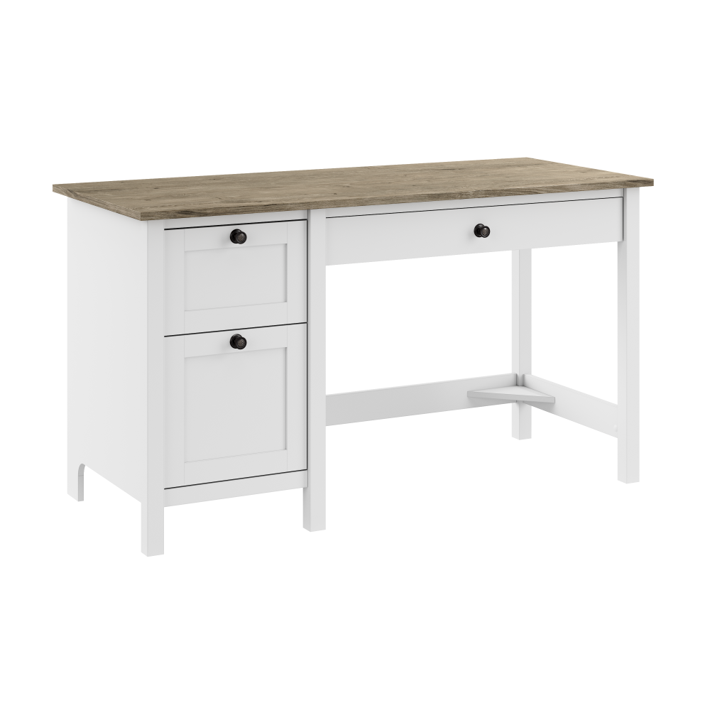 Shop Bush Furniture Mayfield 54W Computer Desk with Drawers, Image 01, MAD254GW2-03, #color_shiplap gray/pure white