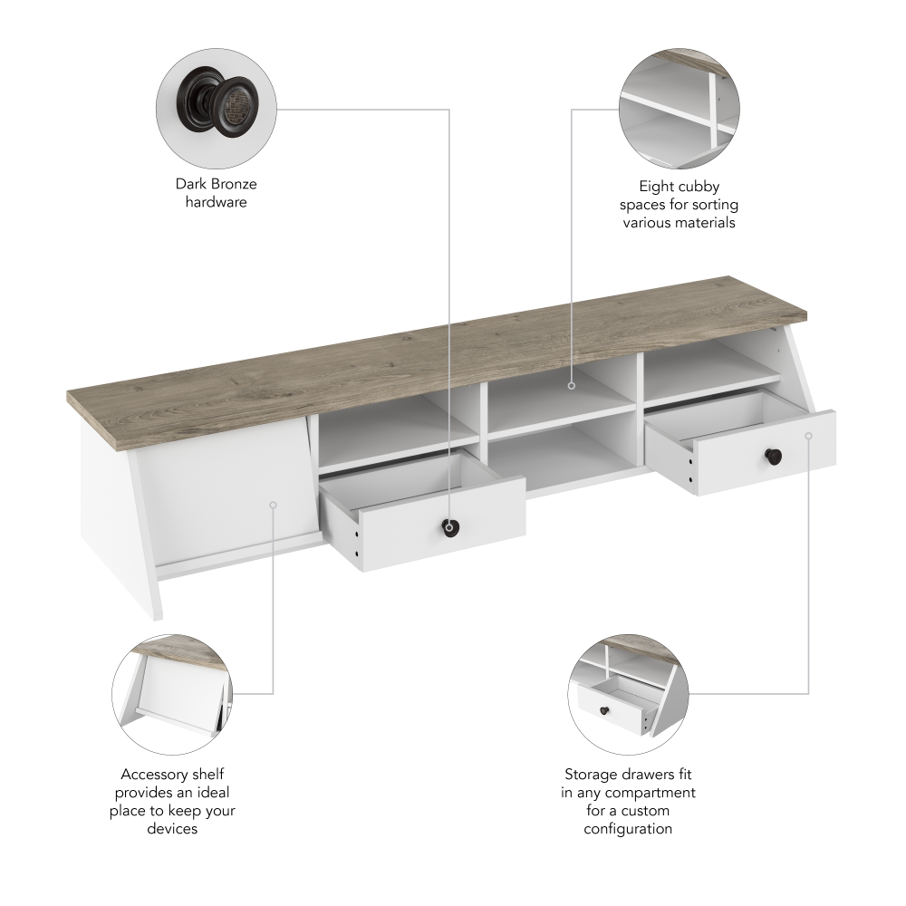 Shop Bush Furniture Mayfield Desktop Organizer, Image 06, MAH154GW2-03, #color_shiplap gray/pure white