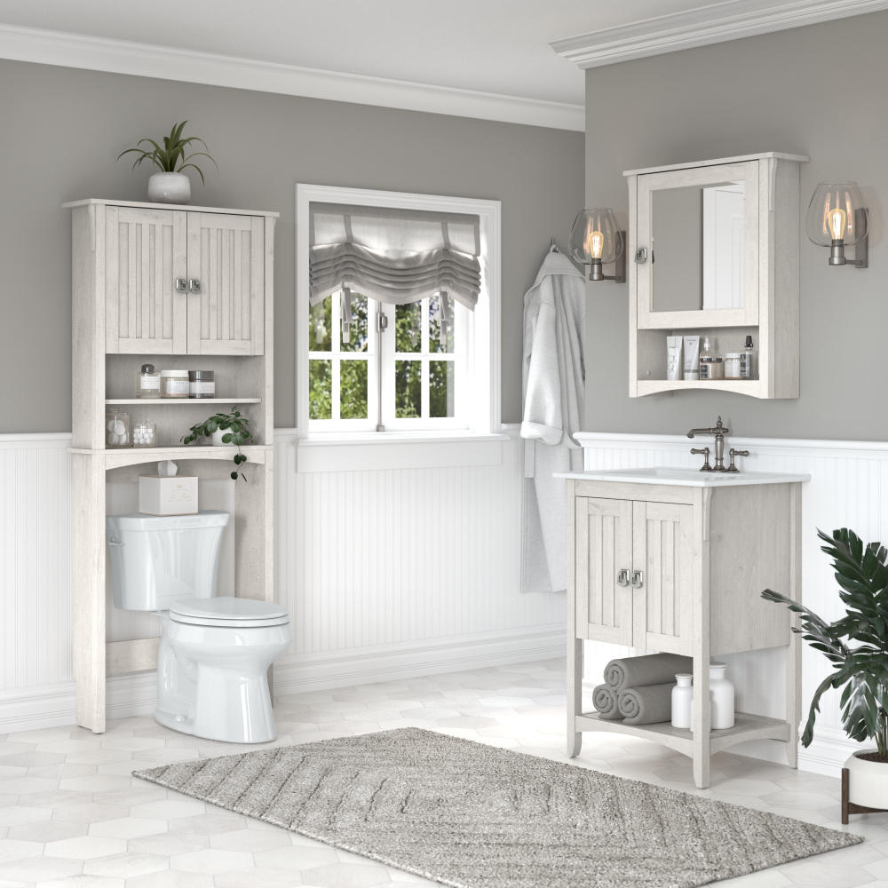 Shop Bush Furniture Salinas 24W Bathroom Vanity with Sink, Image 04, SAVN124LW-03K, #color_linen white oak