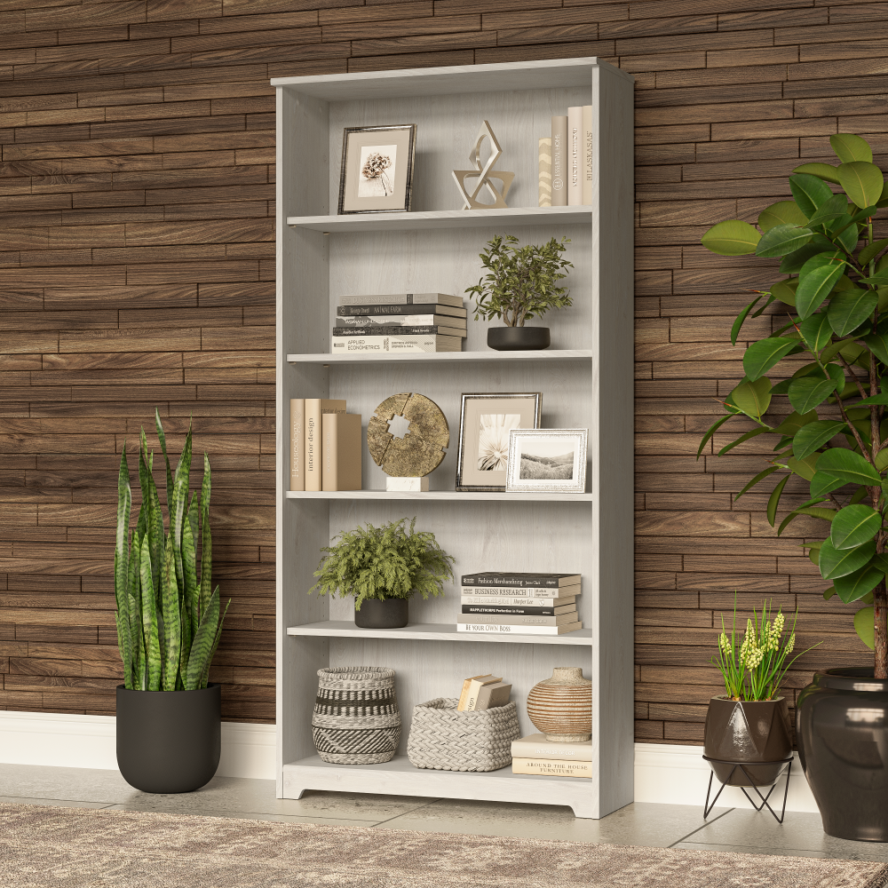 Shop Bush Furniture Cabot Tall 5 Shelf Bookcase, Image 02, WC31166, #color_linen white oak