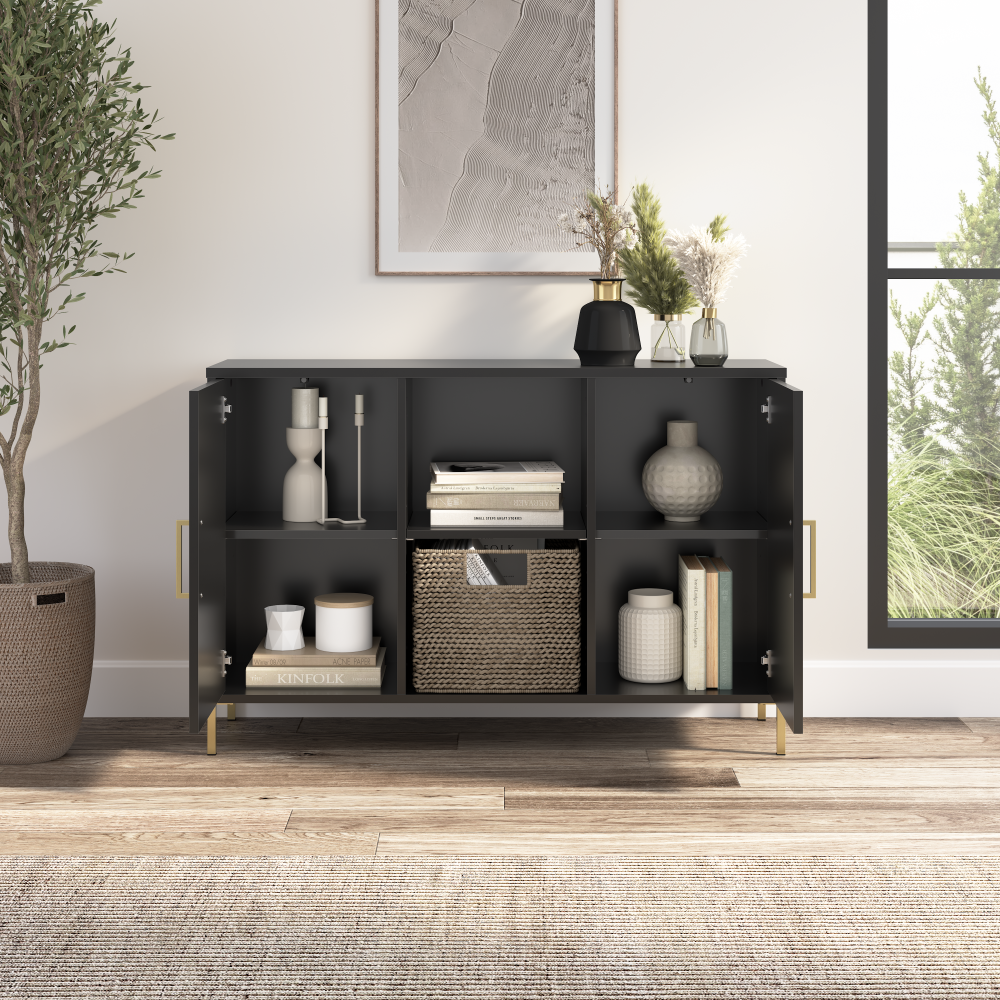 Shop Bush Furniture Soho Accent Cabinet with Doors, Image 03, SHS143BL-Z, #color_black stipple