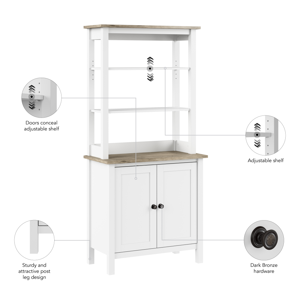 Shop Bush Furniture Mayfield 5 Shelf Bookcase with Doors, Image 06, MAY019GW2, #color_shiplap gray/pure white